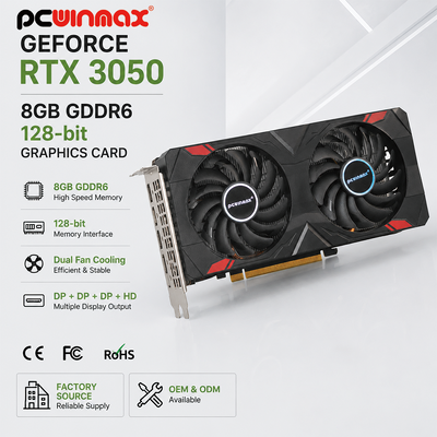 Видеокарта вентиляторов GeForce RTX 3050 8GB GDDR6 128-Bit HD/DP PCIe 4 игры PCWINMAX двойная для игры ПК