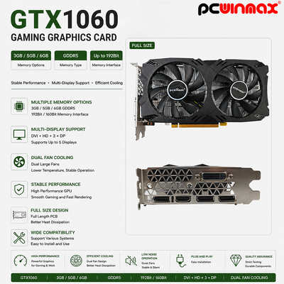 PCWINMAX OEM GeForce GTX 1060 5GB GDDR5 160 бит Игровая графическая карта Двойные вентиляторы с HD DP DVI выходной видеокартой