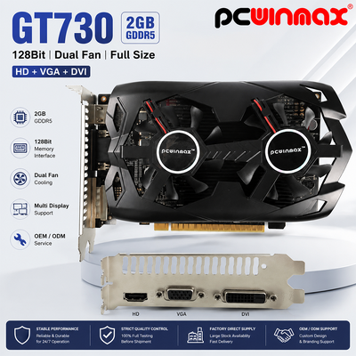 PCWINMAX Geforce GT 730 2GB DDR5 128 Bit Full Size GK108 VGA+HD+DVI Interface Dual Fan Gaming Graphic Cards