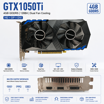 PCWINMAX Оптовая продажа видеокарты GTX 1050 Ti 4GB 128Bit GDDR5 с низким энергопотреблением и выходом HD DP DVI для настольных ПК